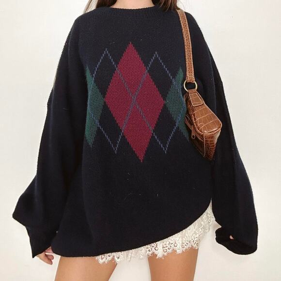 Vintage Umberto Italian Argyle Sweater - Picture 2 of 6